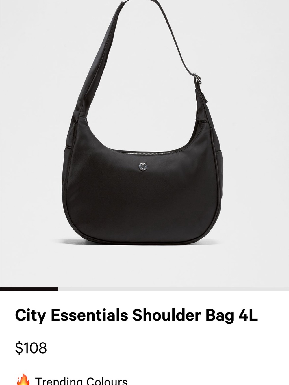 NWOT Lululemon City Essentials Shoulder Bag 4L - Black